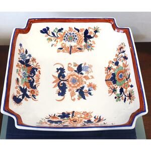 Vintage Hand Made Italian Square Serving Bowl Italian Floral Decorative Bowl